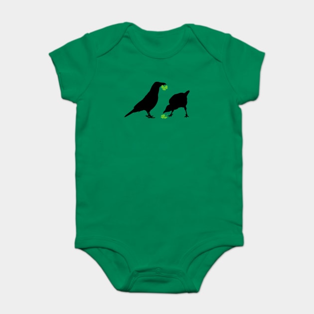 Saint Patrick's Day Kelly Green Shamrock Crows for Bird Lovers Baby Bodysuit by cottoncanvas